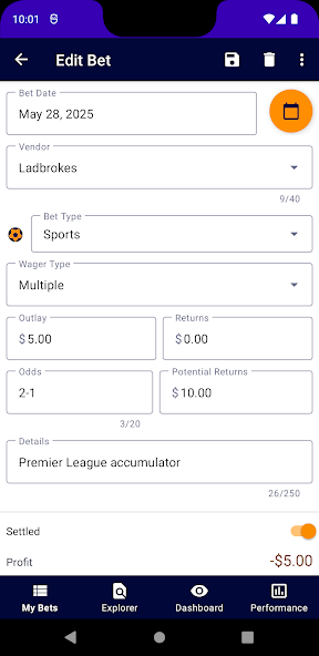 Betting Performance Tracker screenshot