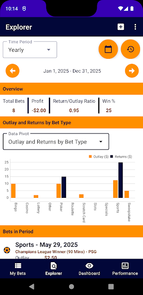 Betting Performance Tracker screenshot