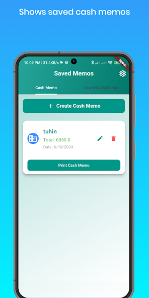 Cash Memo/ Invoice generator screenshot