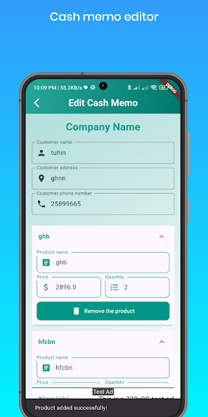 Cash Memo/ Invoice generator screenshot