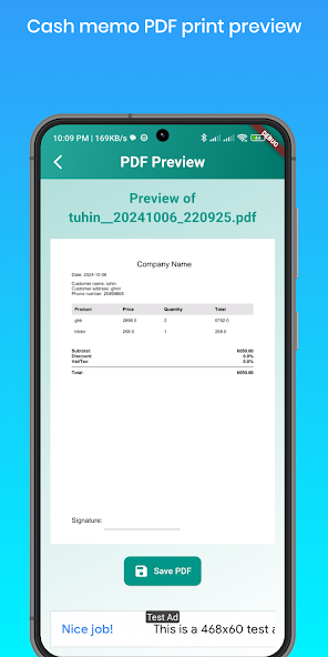 Cash Memo/ Invoice generator screenshot