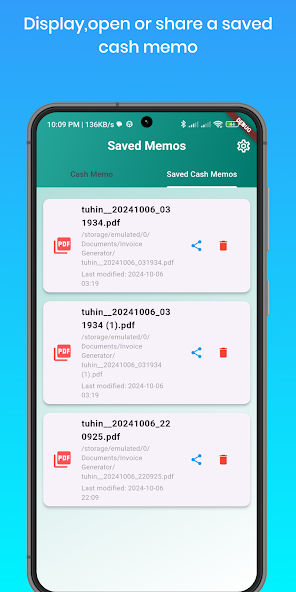 Cash Memo/ Invoice generator screenshot