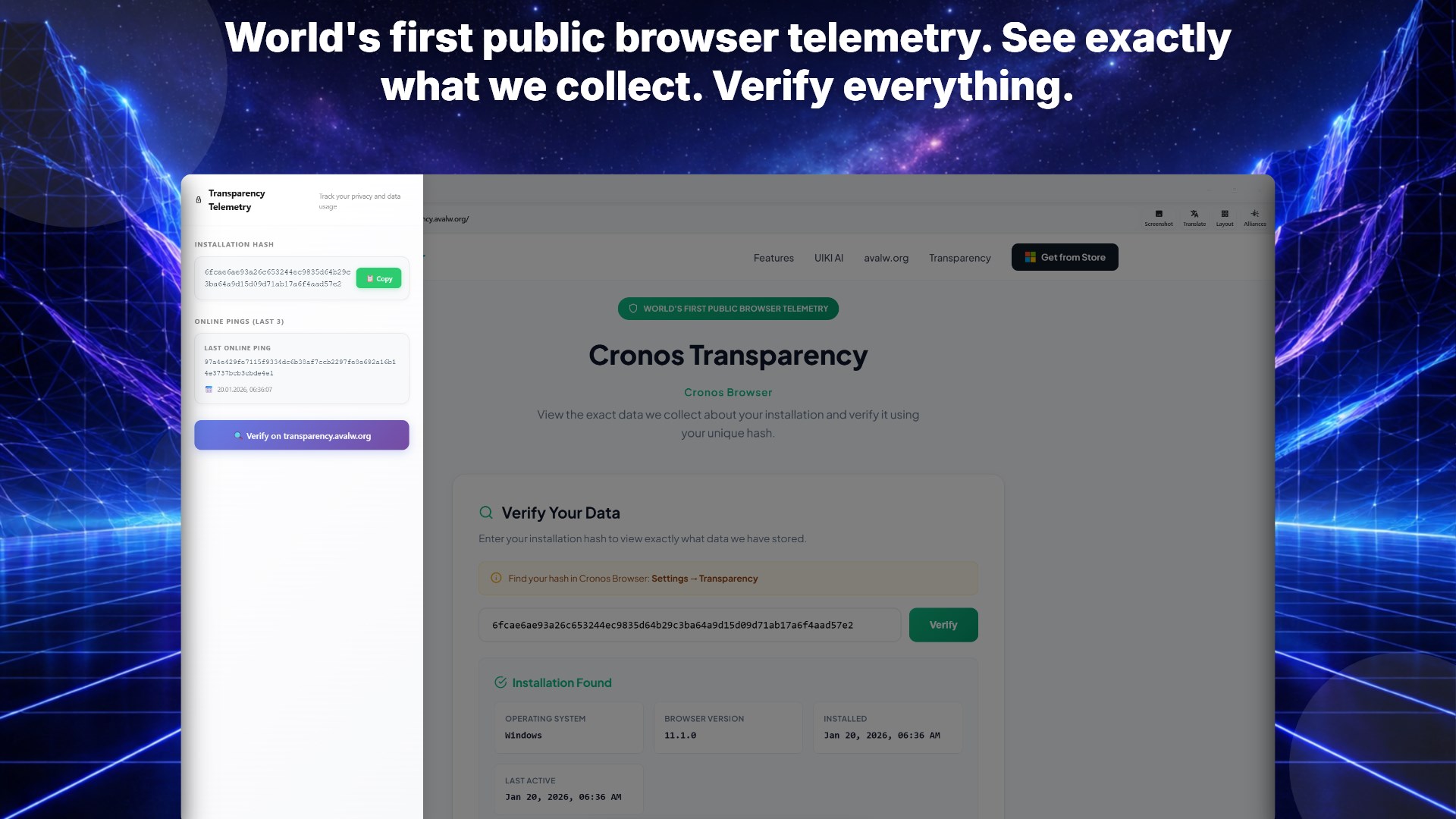 Cronos Browser screenshot