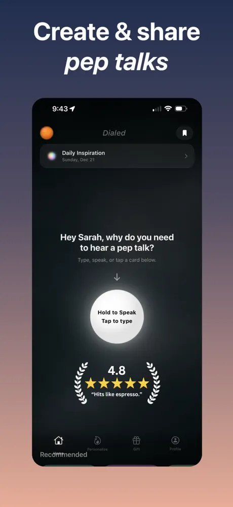 Dialed: Personalized Pep Talks screenshot