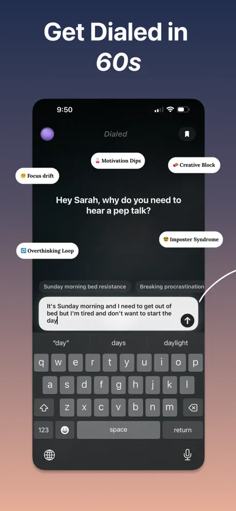 Dialed: Personalized Pep Talks screenshot