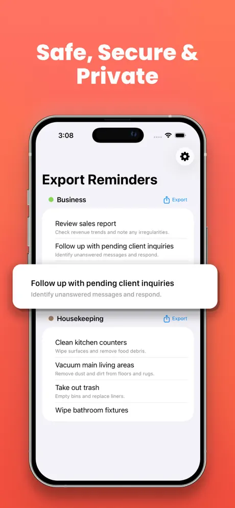 Export Reminders: CSV/PDF/Docx screenshot