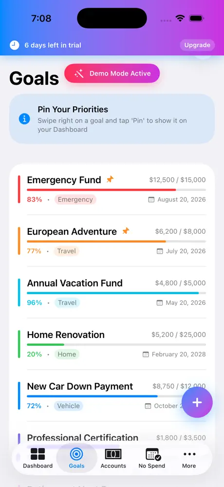 GoalStash App screenshot