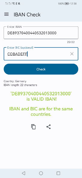 IBAN Check IBAN Validation screenshot