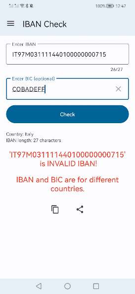 IBAN Check IBAN Validation screenshot
