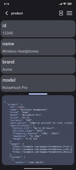 Json List screenshot