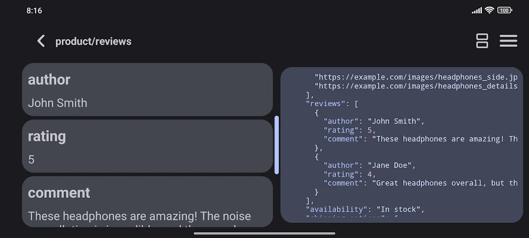 Json List screenshot