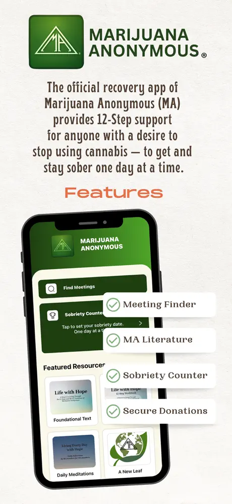 Marijuana Anonymous App screenshot