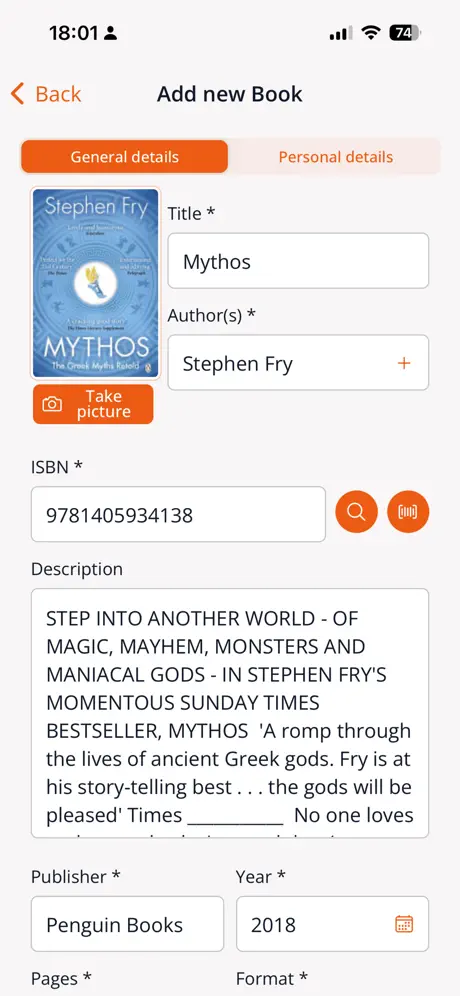 Personal Library App screenshot
