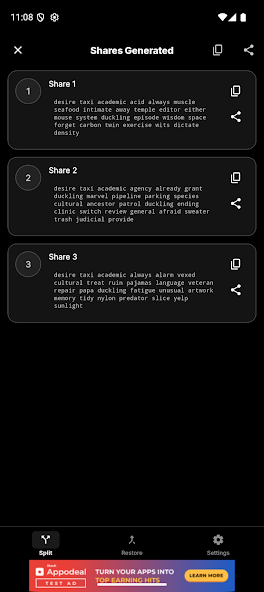 Shamir Safe: Split Crypto Seed screenshot