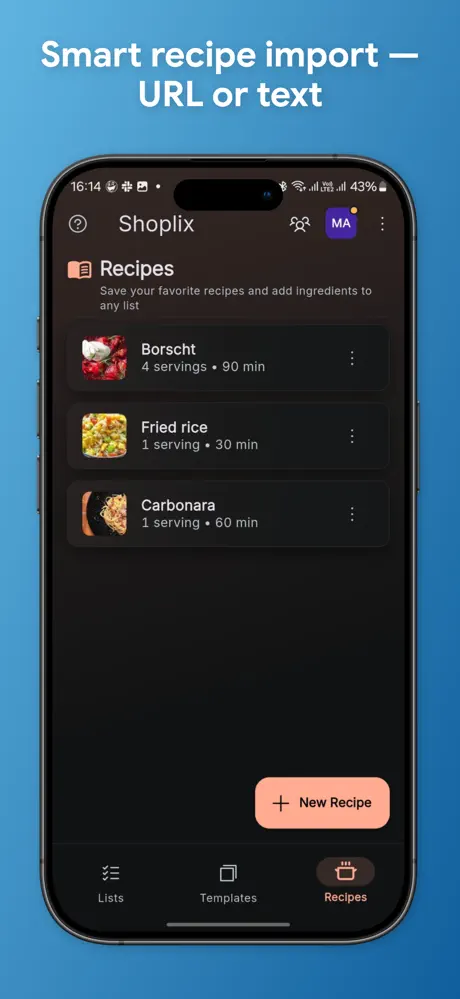 Shoplix: Shared Shopping List screenshot