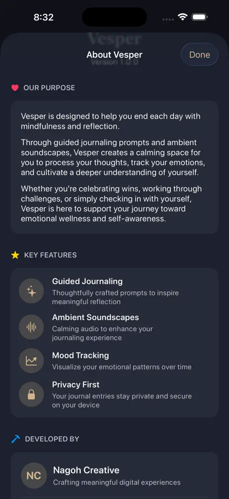 Vesper Journal screenshot